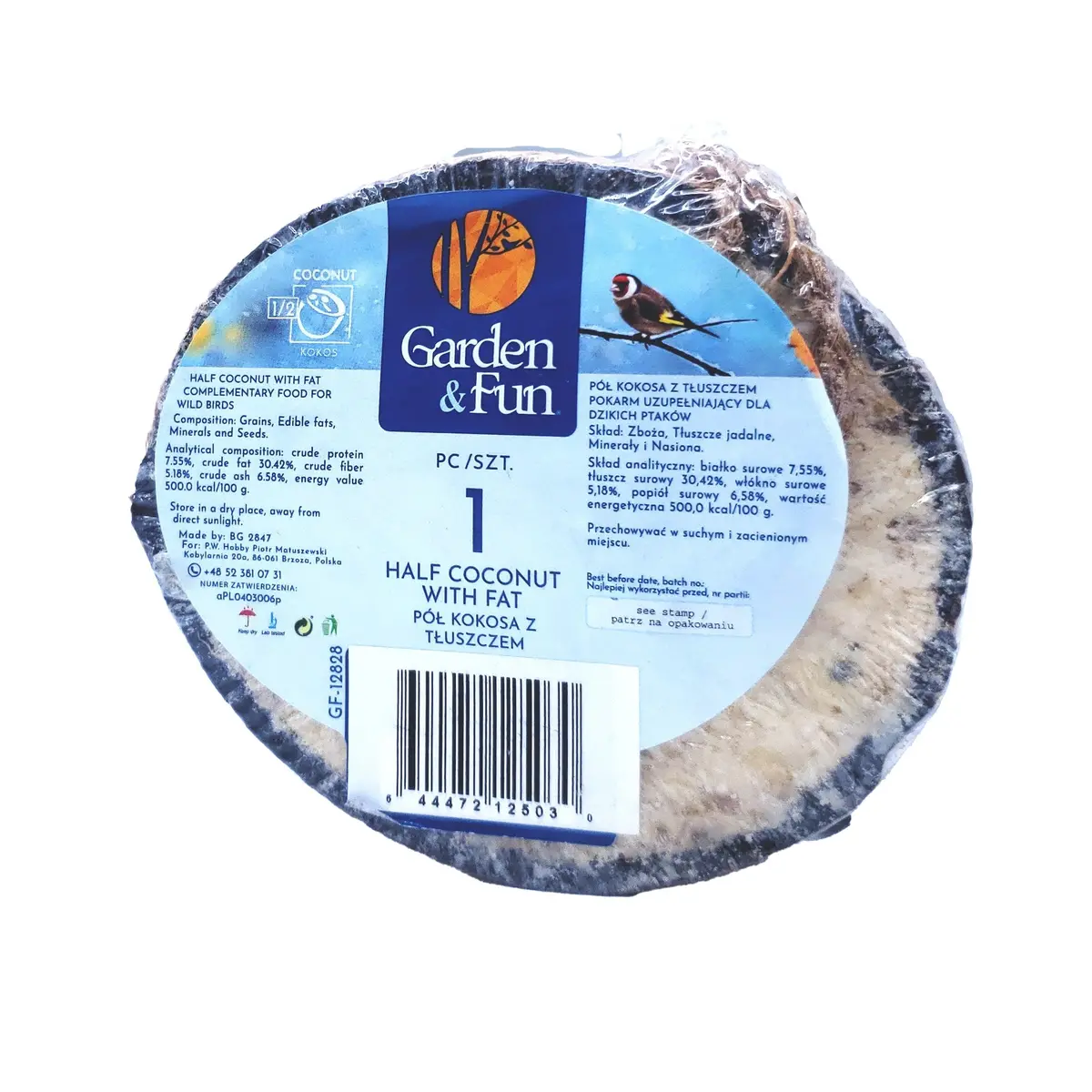 A&E Cage Garden & Fun Half Coconut W/ Suet 1