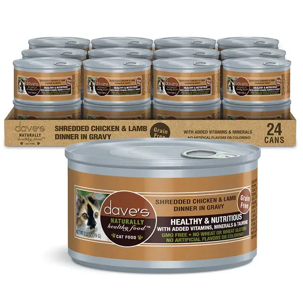 Dave's Shredded Chicken & Lamb Dinner In Gravy Wet Cat Food 1