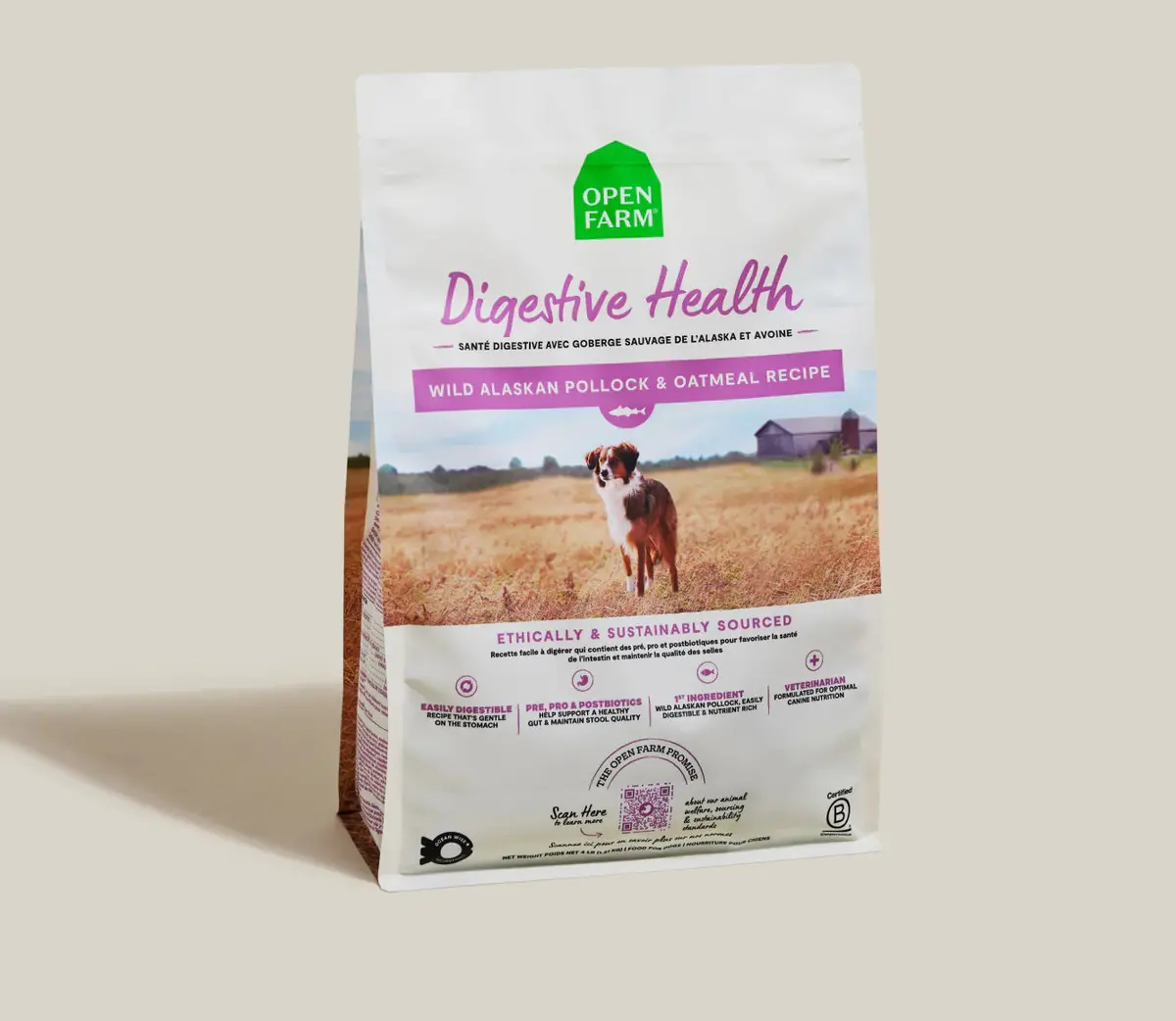 Open Farm Pollock & Oatmeal Digestive Health Dog Kibble 1