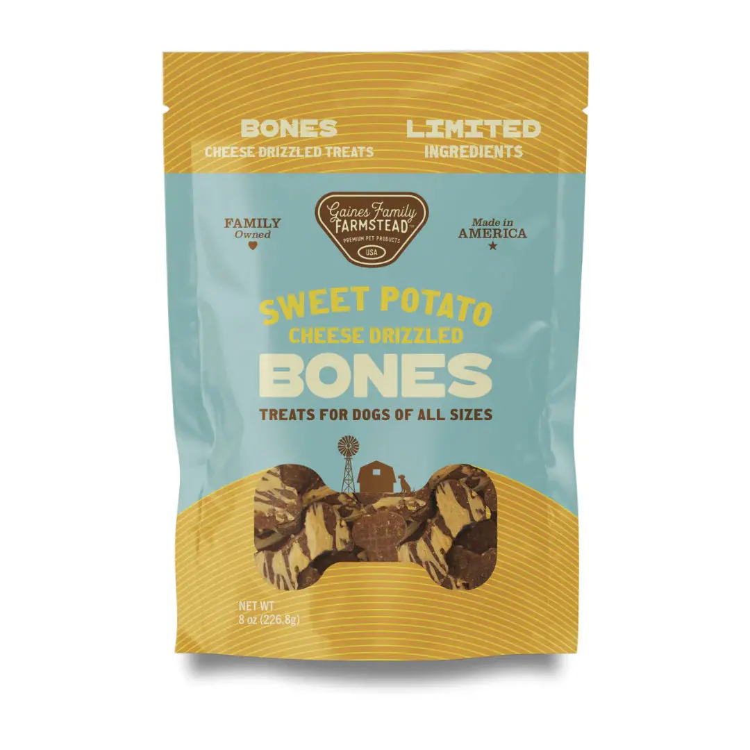 Gaines Family Farmstead Cheese Drizzled Sweet Potato Bones Dog Treats 1