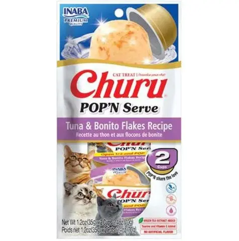 Inaba Churu Tuna & Bonito Flakes Recipe Pop'n Serve Cat Treat 1