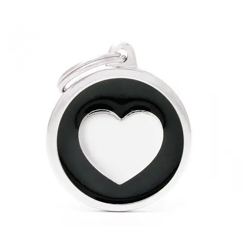 Myfamily Classic Big Black Circle With Heart Id Tag 1