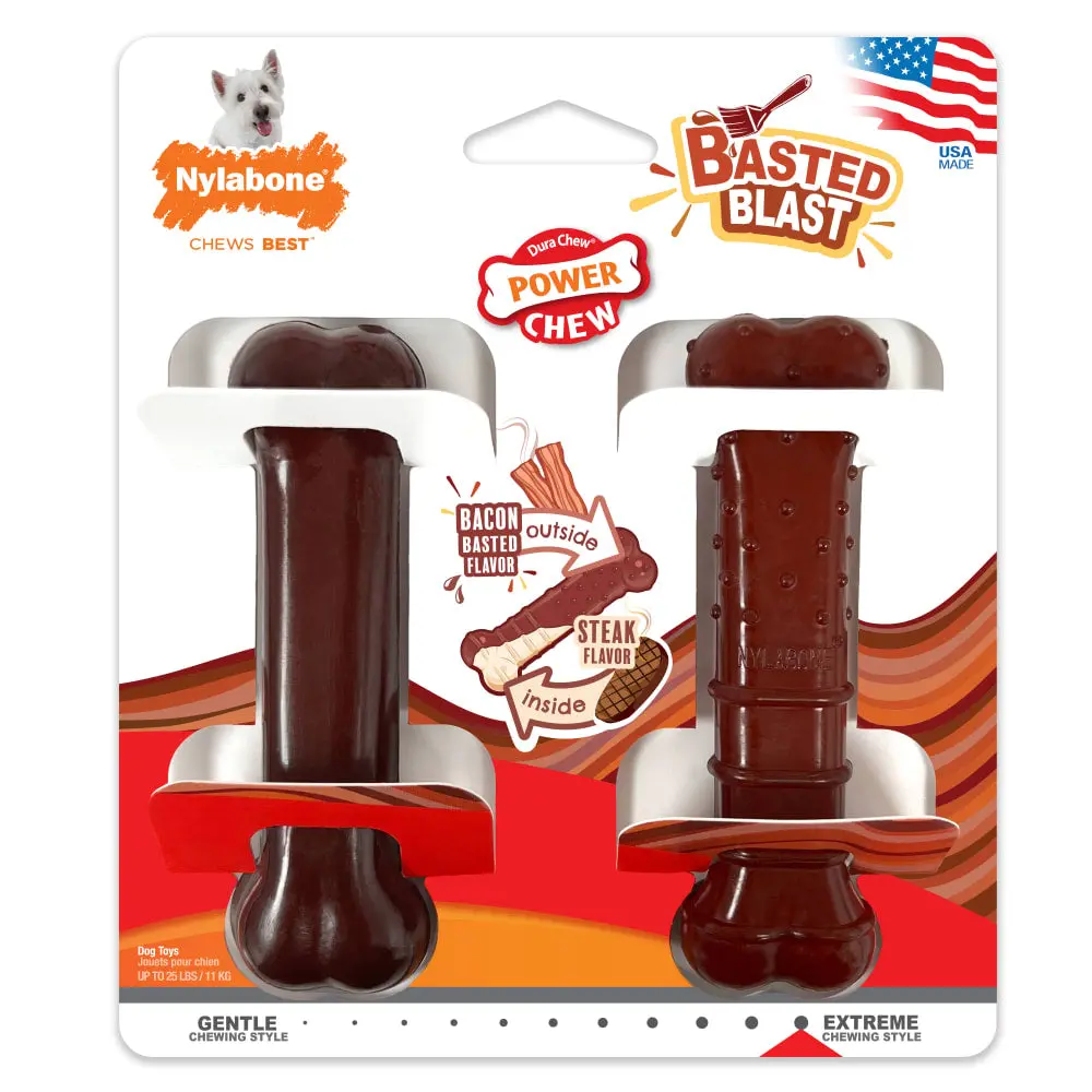 Nylabone Power Chew Basted Blast Original & Textured Bone Chew Toys 1