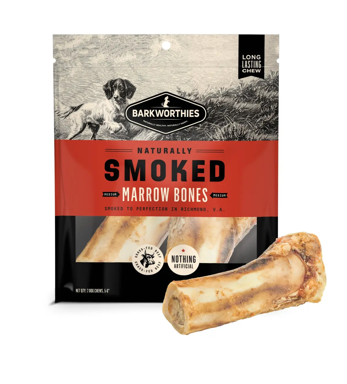 Barkworthies Naturally Smoked Marrow Bones Dog Treats 1