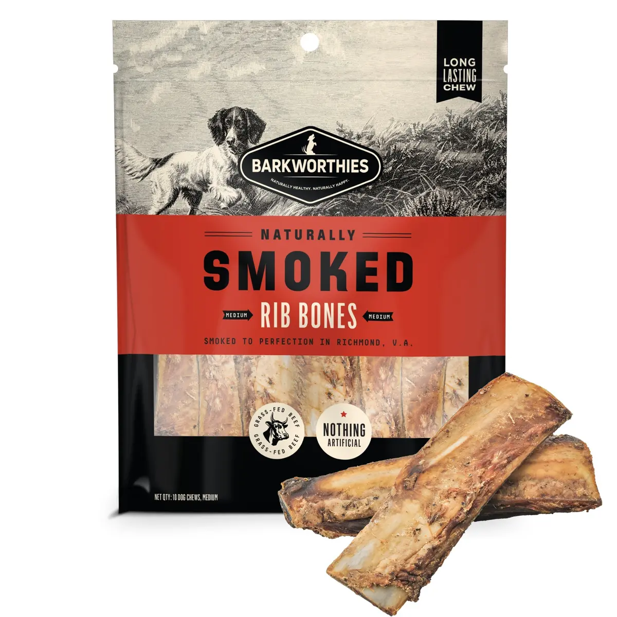 Barkworthies Naturally Smoked Rib Bones Dog Treats 1