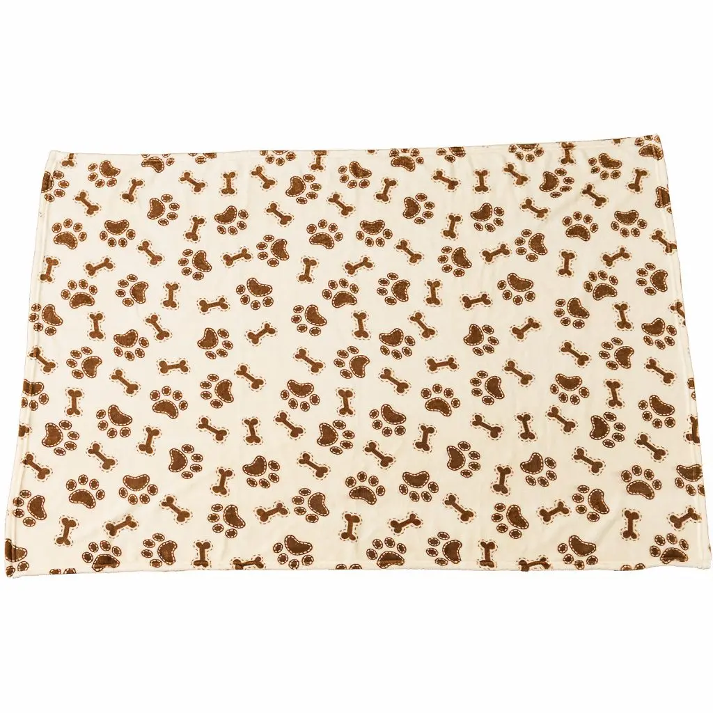 Ethical Pet Snuggler Bones/Paws Print Blanket Cream 1