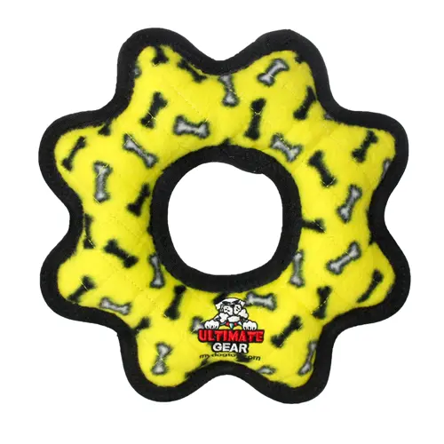 Tuffy® Gear Ring Yellow Dog Toy 1