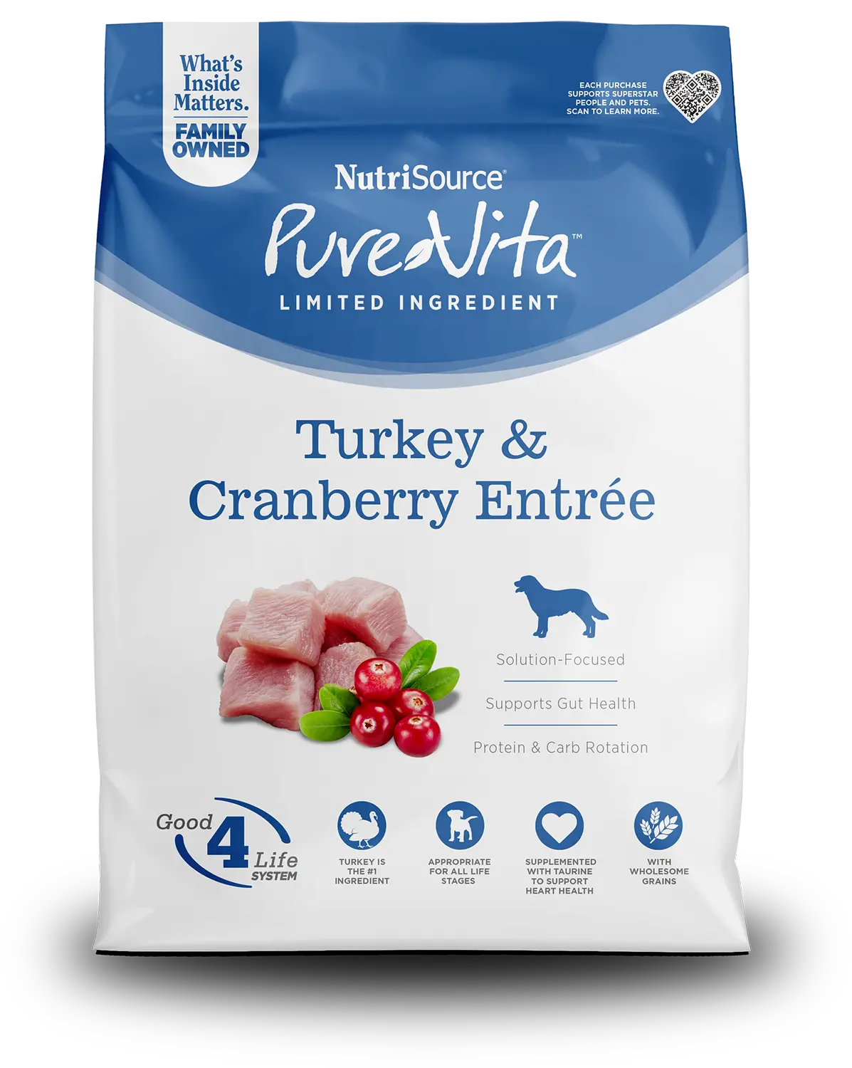 Nutrisource® Pure Vita™ Turkey & Cranberry Entrée Limited Ingredient Dog Food 1