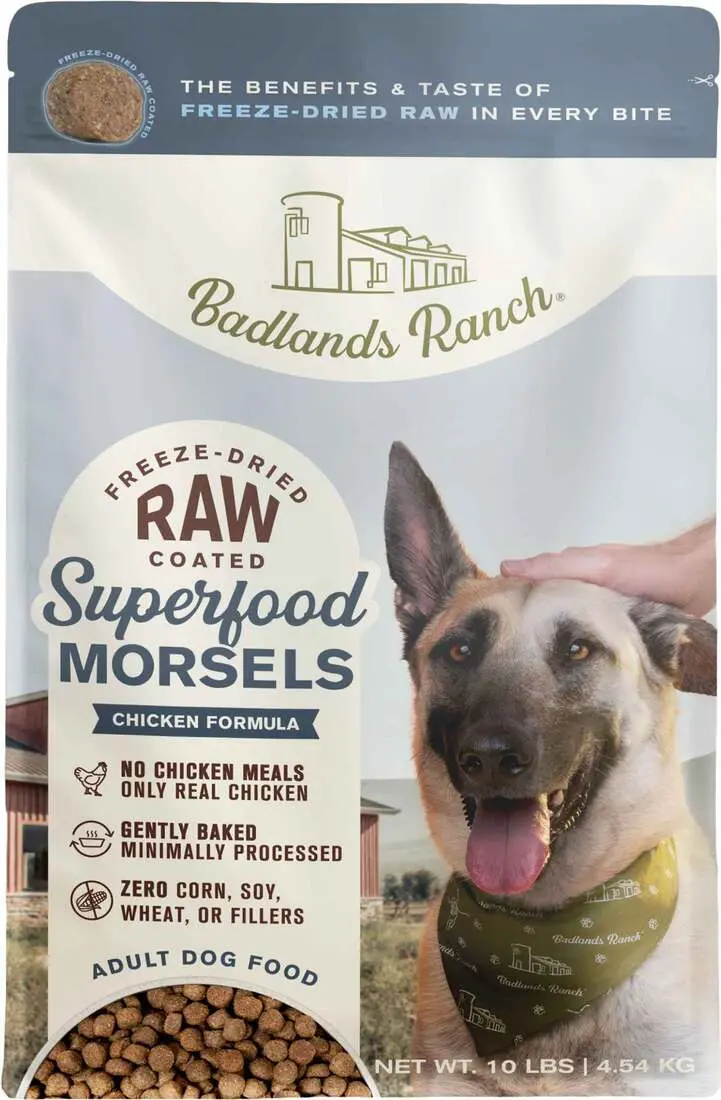 Badlands Ranch Superfood Morsels Raw Coated Chicken Dog Food 1