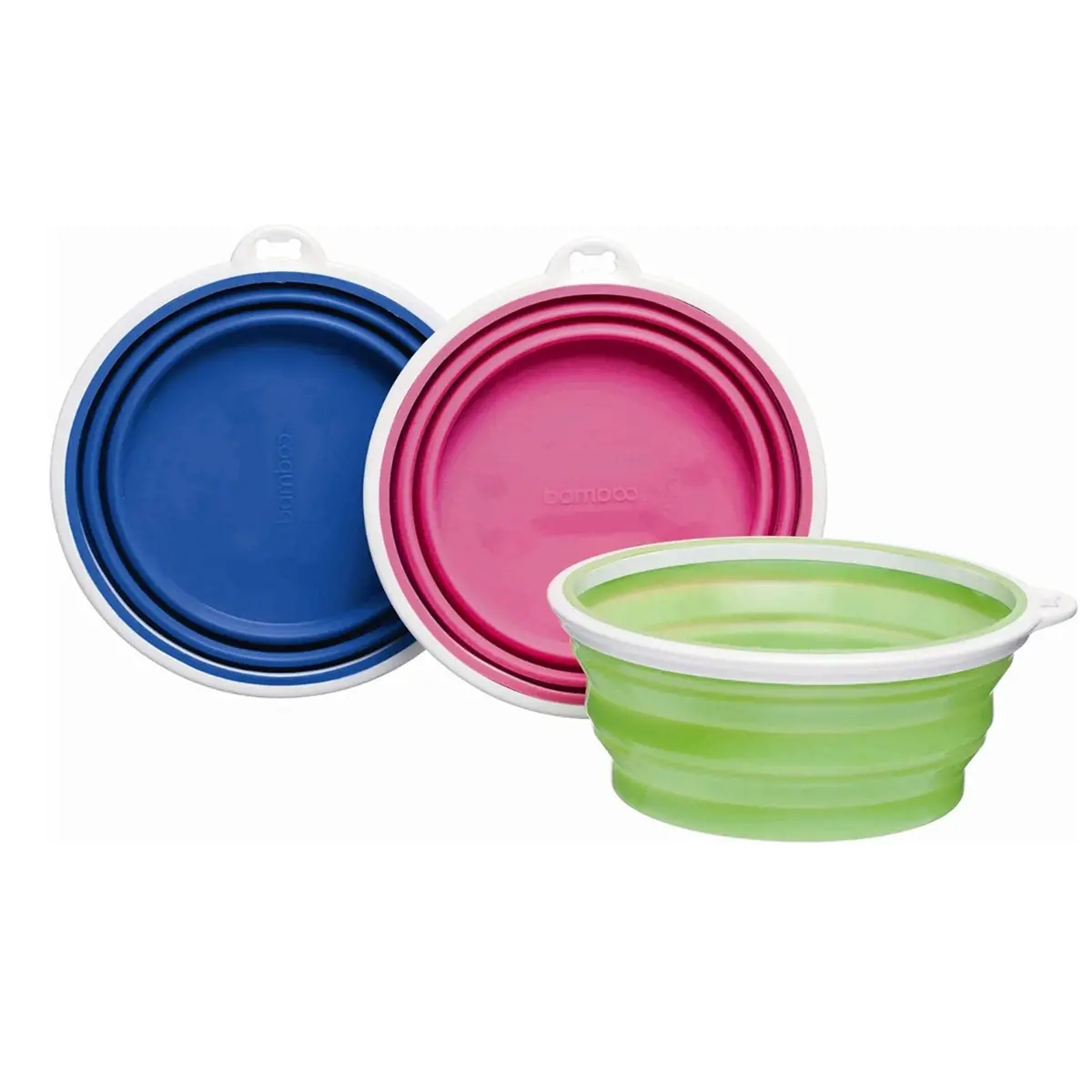 Petmate Bamboo Silicone Travel Bowls 1