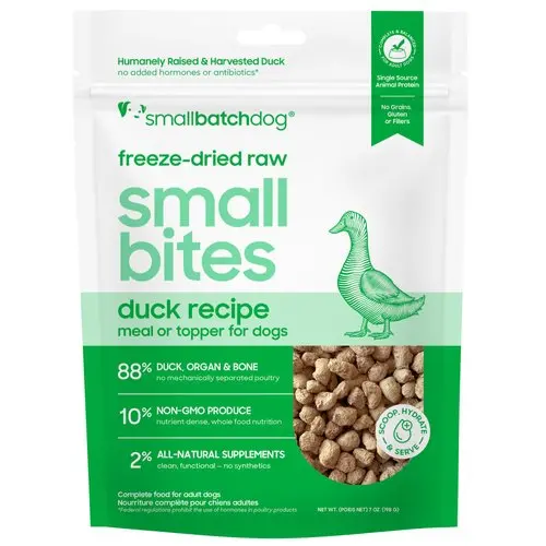 Smallbatch Freeze-Dried Raw Duck Recipe Small Bites Dog Food 1