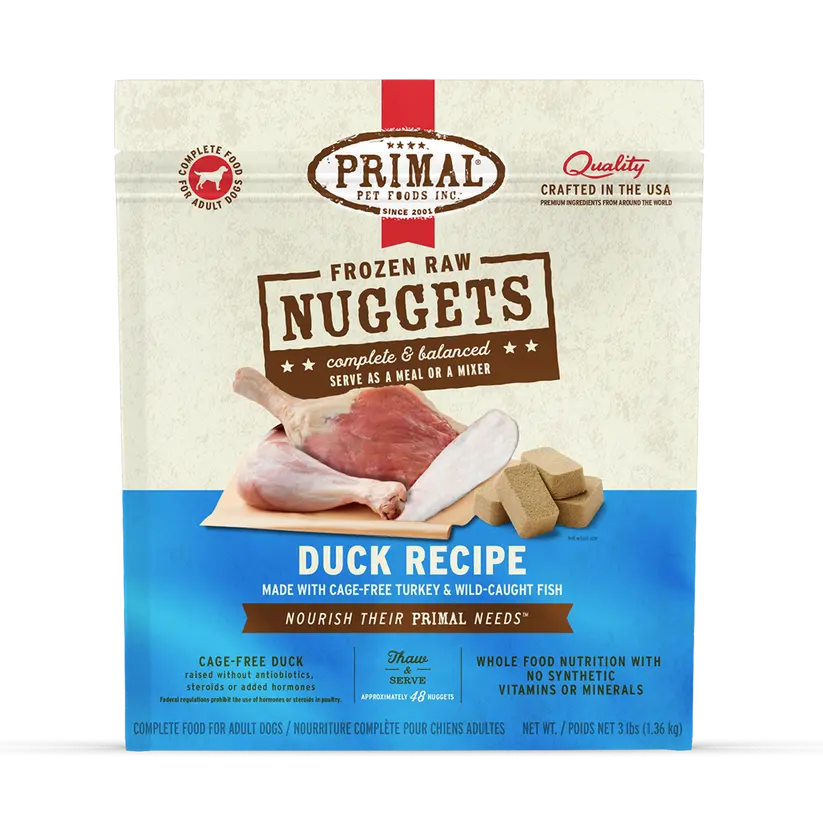 Primal Pet Foods Frozen Raw Nuggets Dog Food Duck Recipe 1