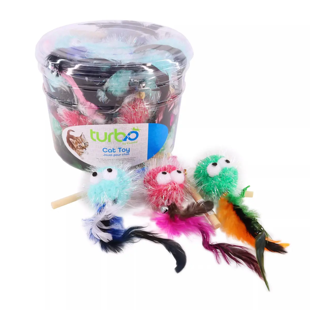 Coastal Pet Turbo Monster Wand With Feathers Cat Toy 1