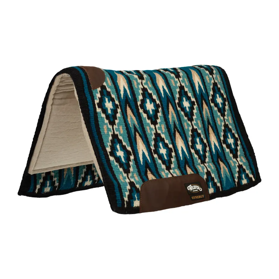 Weaver Synergy Blanket-Top Wool Felt Saddle Pad In Brown, Turquoise, Black, Purple Southwestern Patterns 2