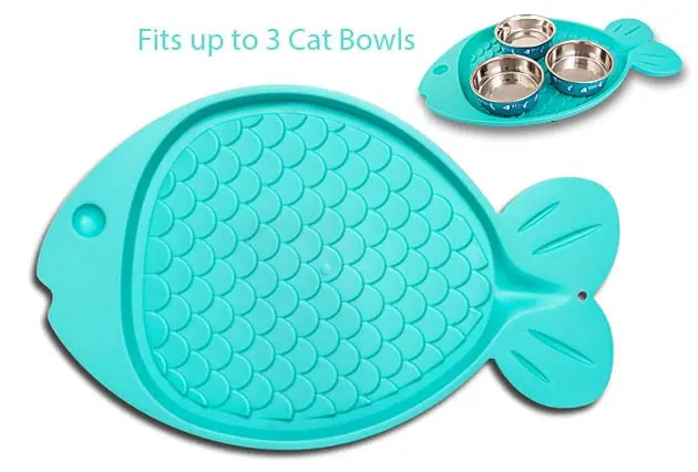 Loving Pets Bella Spill- Proof Cat Mat- Fish Shaped- Green 1