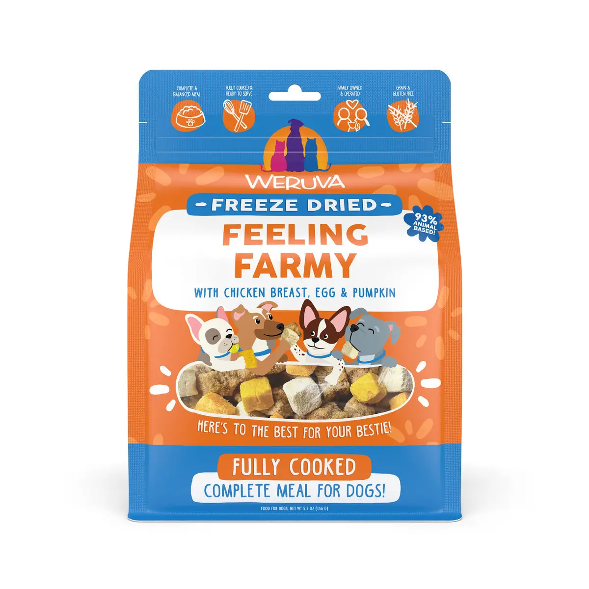 Weruva Feeling Farmy Freeze Dried With Chicken Breast, Egg & Pumpkin Dog Food 1