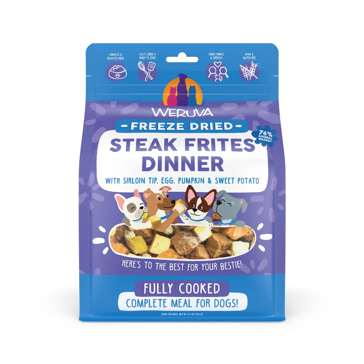 Weruva Dog Freeze Dried Steak Frites Dinner Freeze Dried With Sirloin Tip, Egg, Pumpkin & Sweet Potato 1
