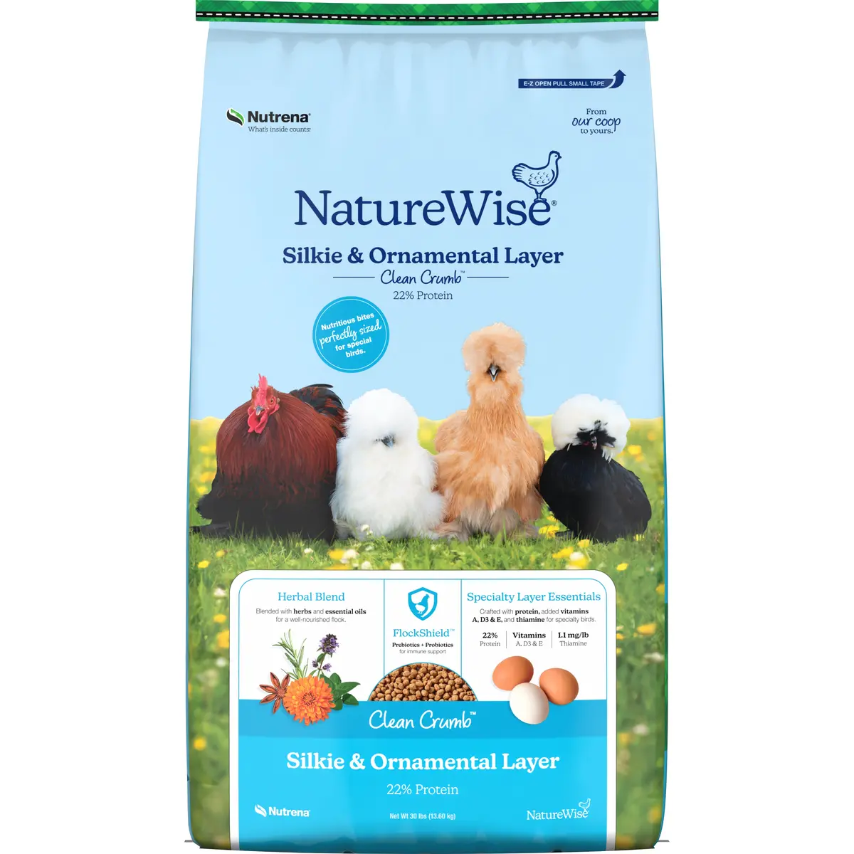 Naturewise® 22% Protein Silkie & Ornamental Layer Clean Crumb™ Poultry Feed 1