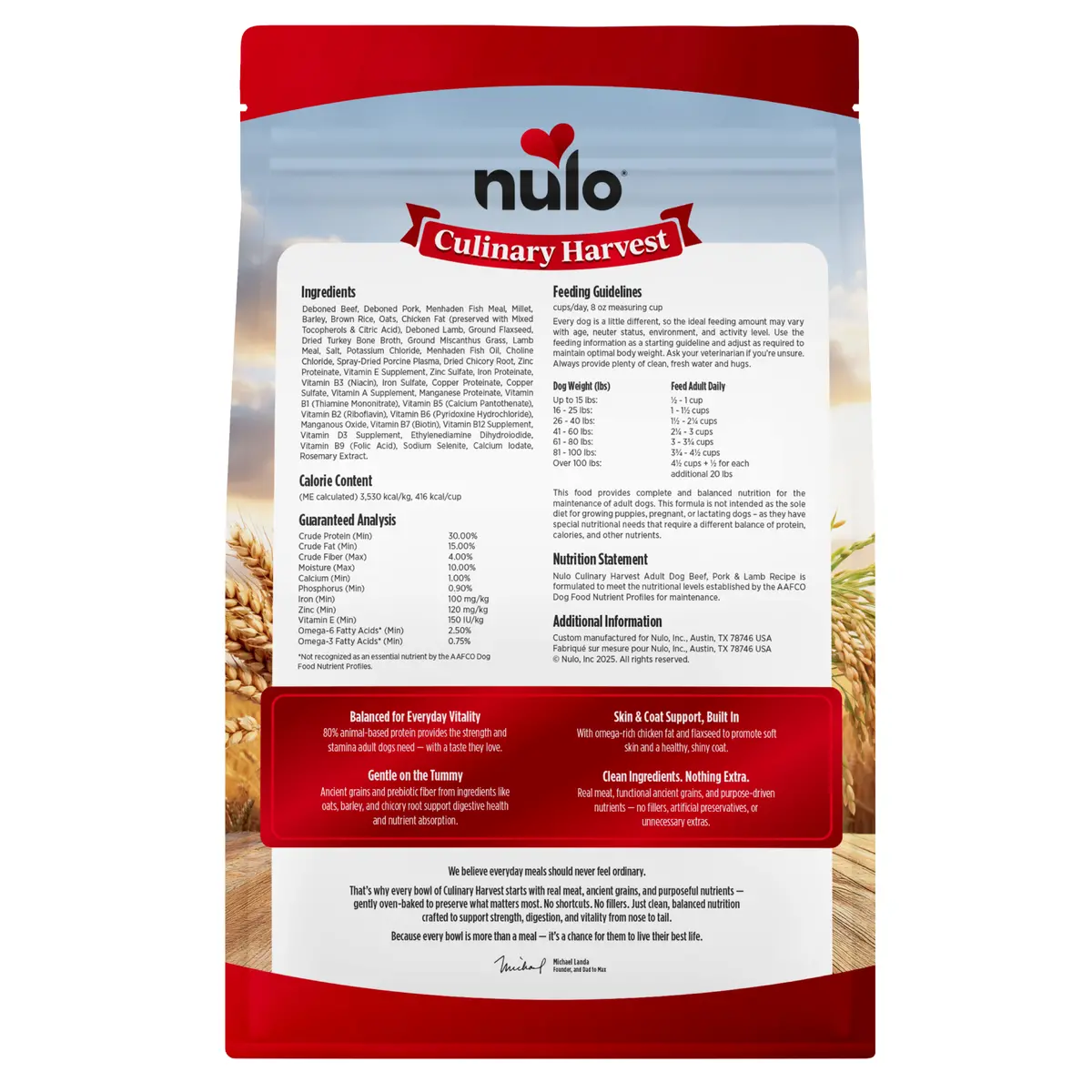 Nulo Culinary Harvest Baked Beef, Pork & Lamb Recipe For Adult Dogs Food 2