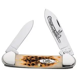 Canoe Pocket Knife, Chrome Vanadium/Amber Bone, 3-5/8-In. Length Closed 1