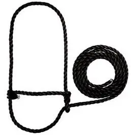 Cattle Halter, Black Poly Rope, 7-Ft. 1
