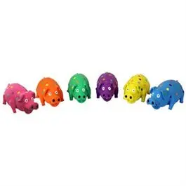 Dog Toy, Polka Dot Pig, Latex, Assorted Colors, 4-In. 1