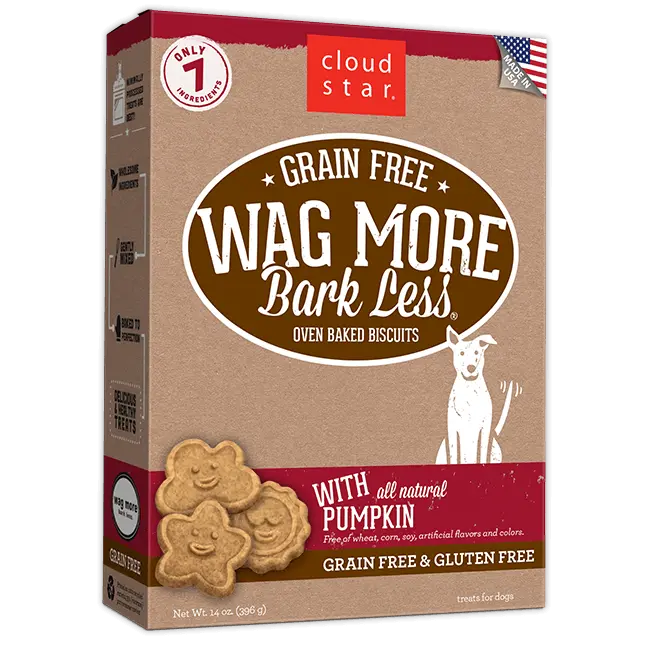 Cloud Star Wag More Bark Less Oven Baked Grain Free Pumpkin Dog Treats 1