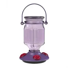 Glass Hummingbird Feeder, Lavender 1
