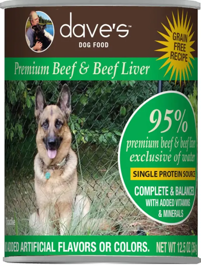 Dave's 95% Premium Beef & Beef Liver Recipe Canned Dog Food 1
