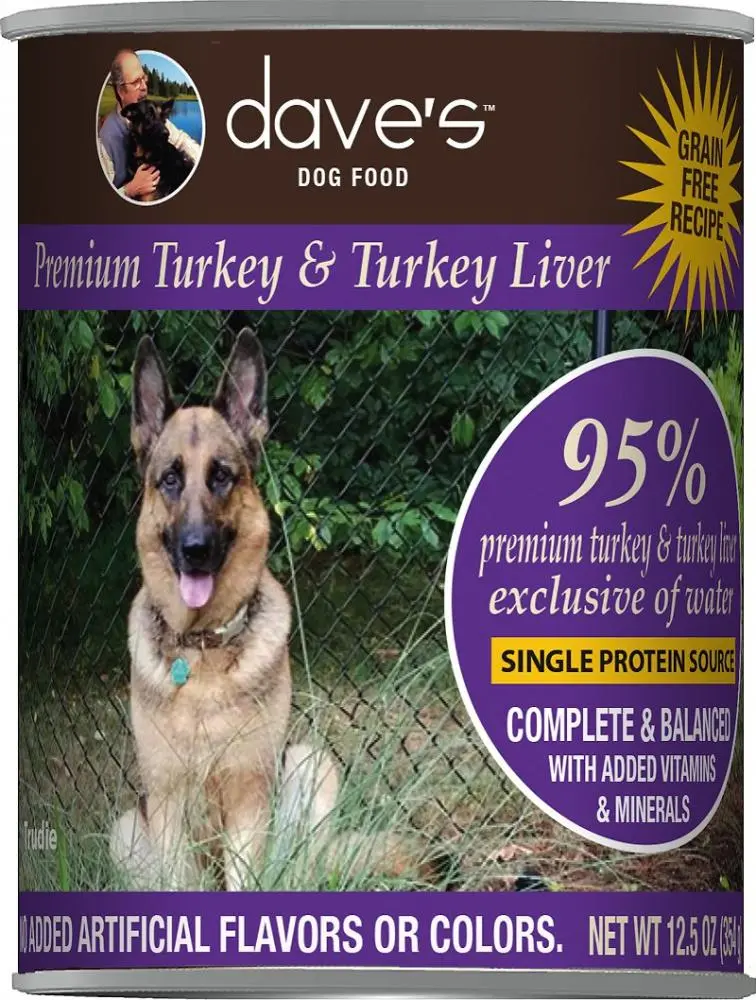 Dave's Premium Turkey & Turkey Liver 95% Meat Canned Dog Food 1
