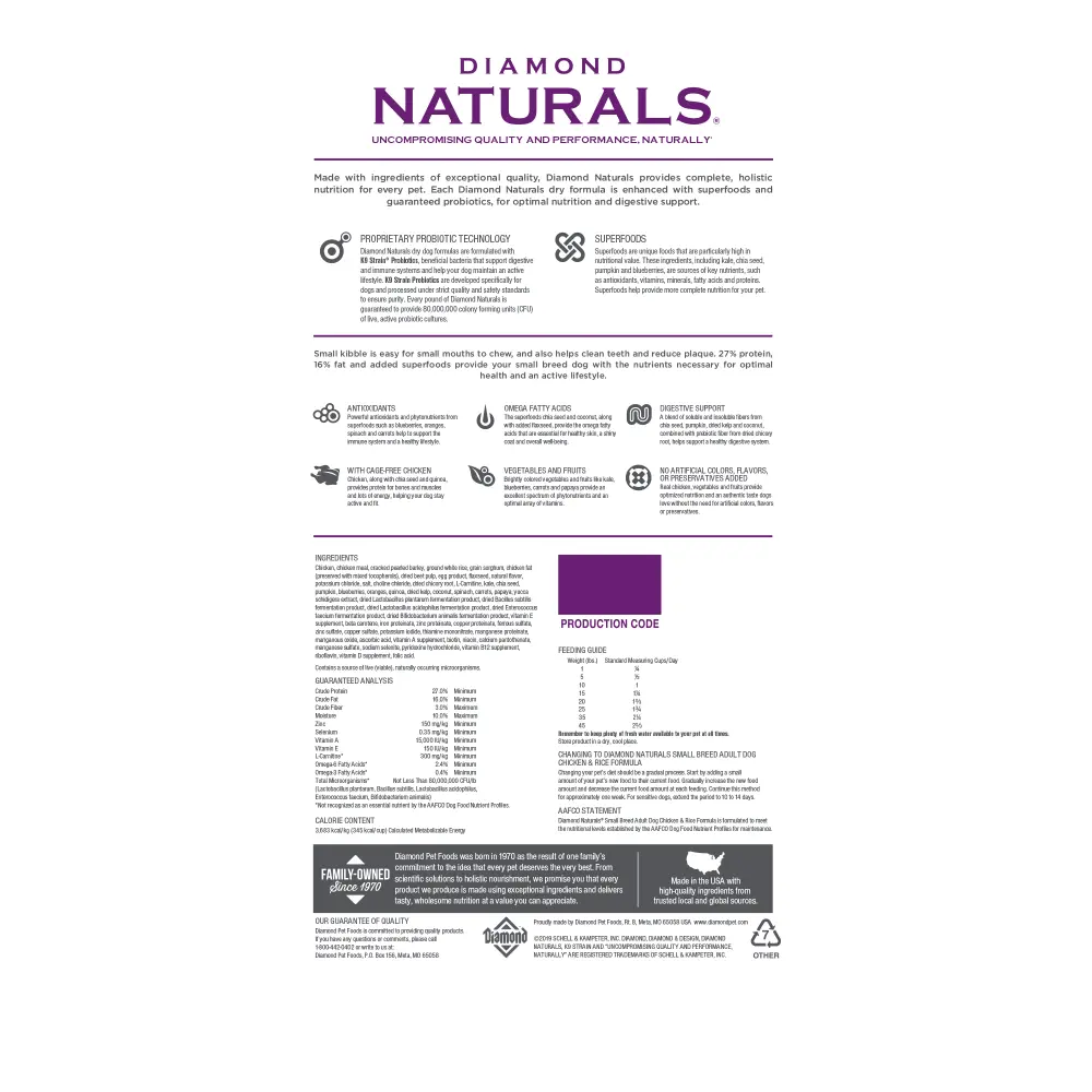 Diamond Naturals Small Breed Chicken & Rice Formula Adult Dry Dog Food 2
