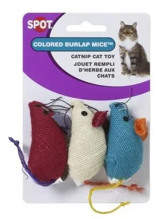 Ethical Pet Spot Colored Burlap Mice Catnip Toy 1