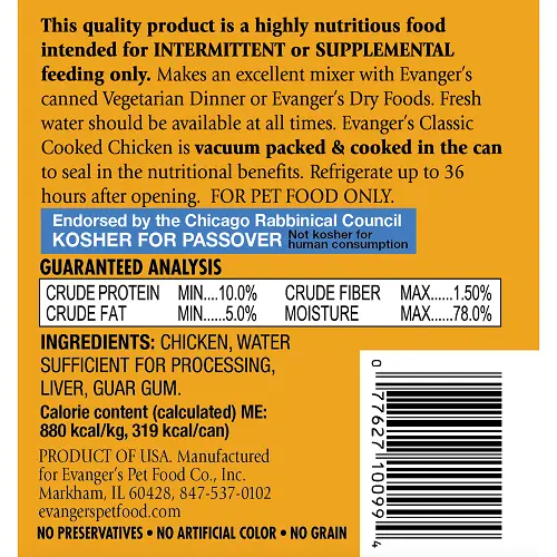 Evanger's Heritage Classic Cooked Chicken Dog Food 2