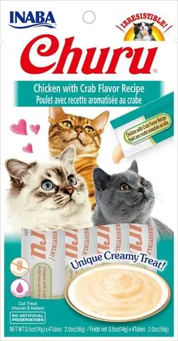Inaba Churu Purée Chicken With Crab Flavor Cat Treats 1