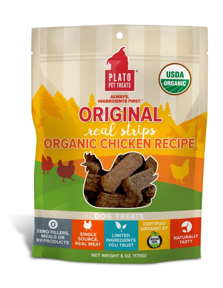 Plato Real Strips Organic Chicken Meat Bar Dog Treats 1