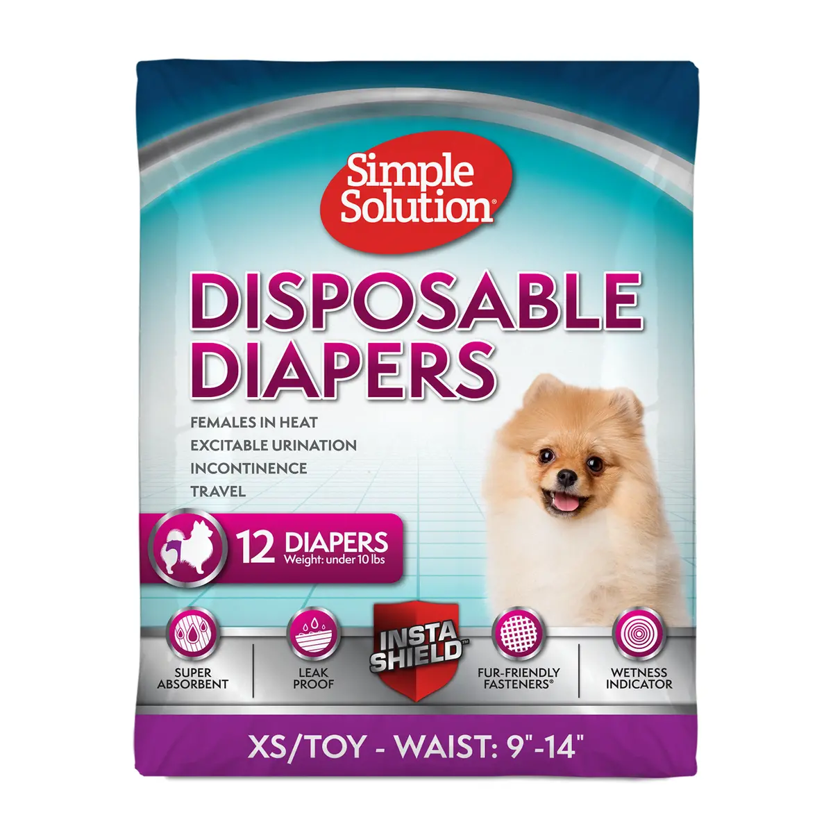 Simple Solution Disposable Female Dog Diapers - Toy/Xs 1