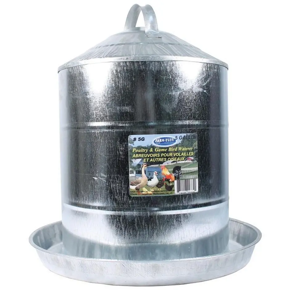 Farm-Tuff Double Wall Cone Top Galvanized Poultry Fountain 1