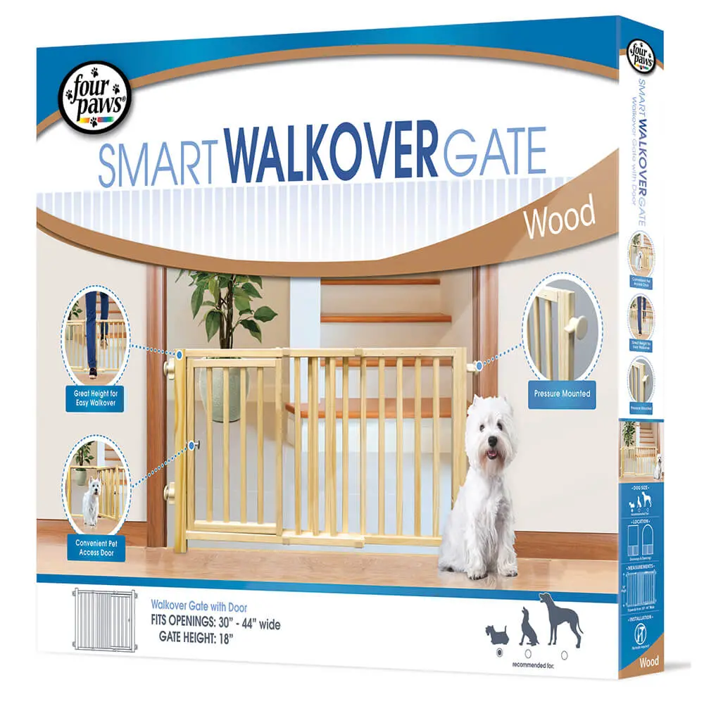 Four Paws® Walkover Wood Gate With Door 1