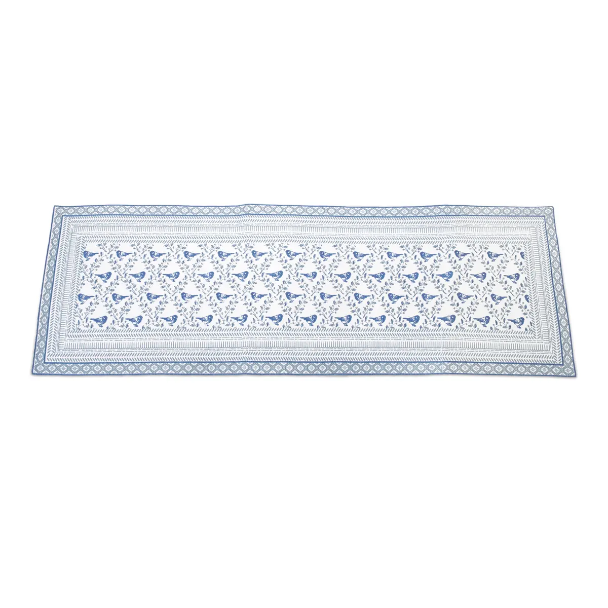 Floral Bird Table Runner, Blue & White 1