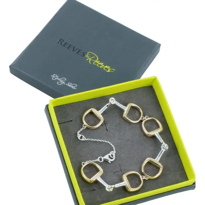 Reeves And Reeves Chunky Sterling Silver And Gold Plated Snaffle Bracelet 1