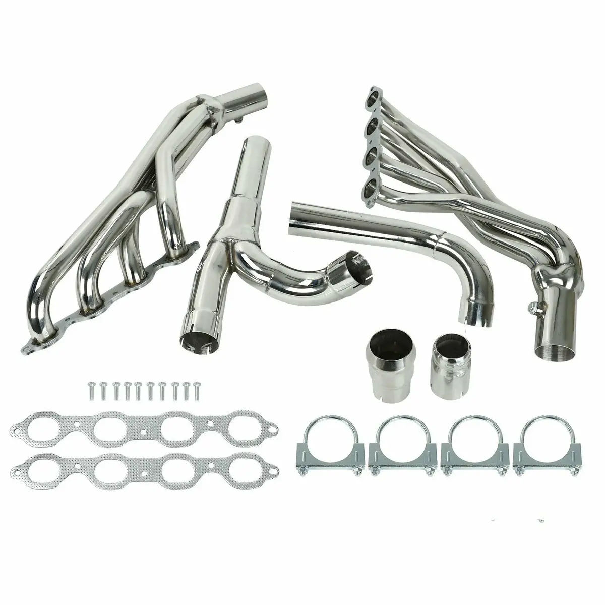 Long Tube Stainless Steel Exhaust Header Manifold With Y Pipe Fits Chevy Silverado 2014-2017 5.3L 6.2L And Gmc Sierra 1500 1