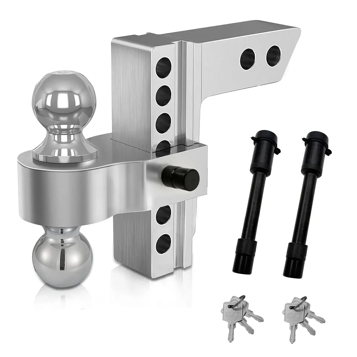 Seguler 2" Adjustable Trailer Hitch 6" Drop/Rise 12,000 Lbs Gtw With Double Anti-Theft Locking Pins 1
