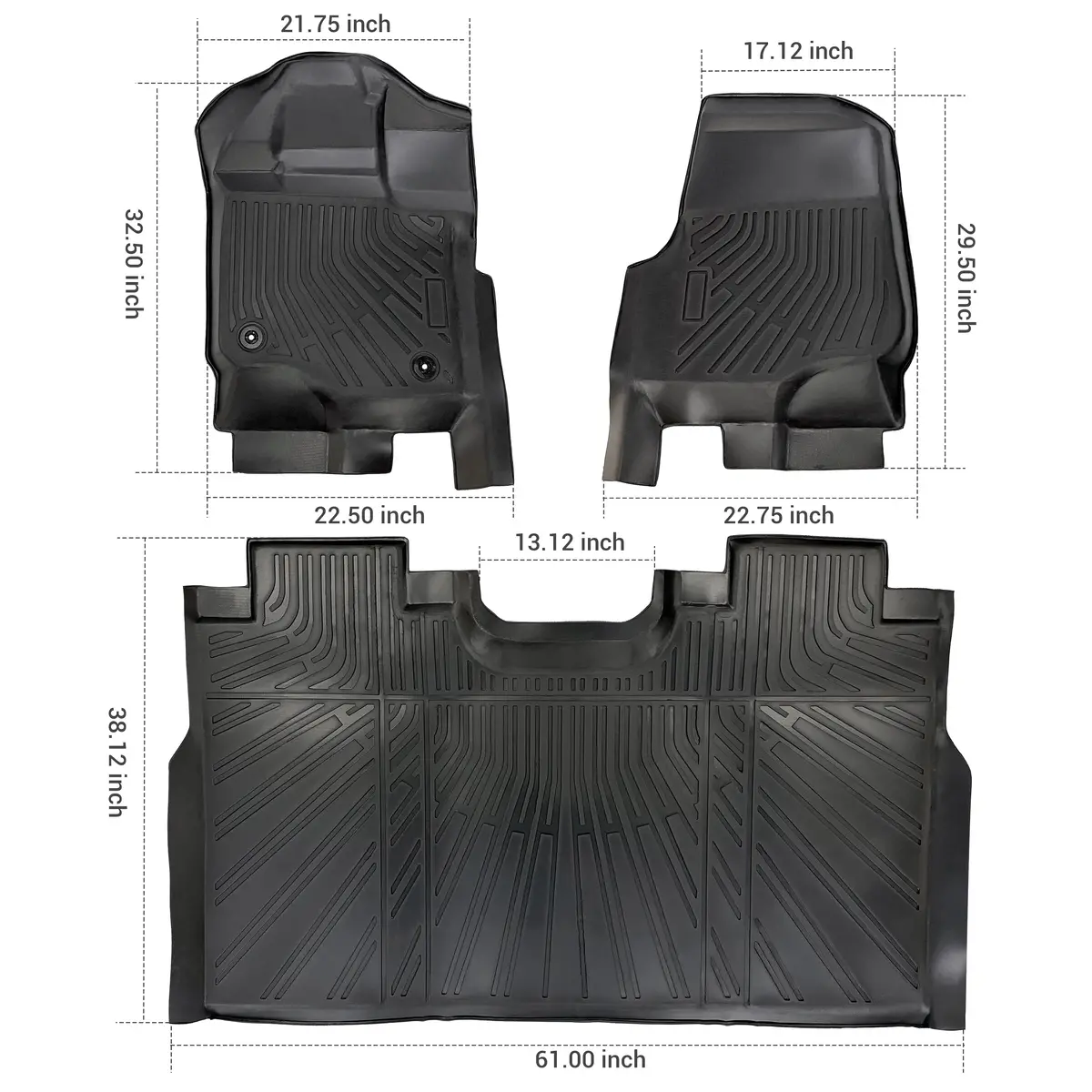 Seguler All-Weather Tpe Floor Mats 2015-2025 Ford F150 / F-150 Lightning Supercrew Cab Without Seat Storage 2