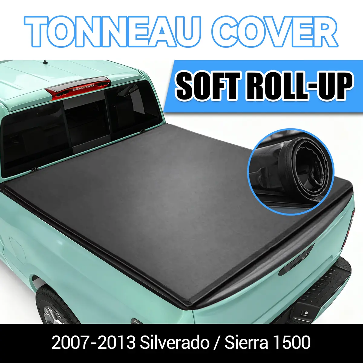 Seguler 5.8Ft Soft Roll Up Tonneau Cover Bed For 2007-2013 Chevy Silverado Sierra 2
