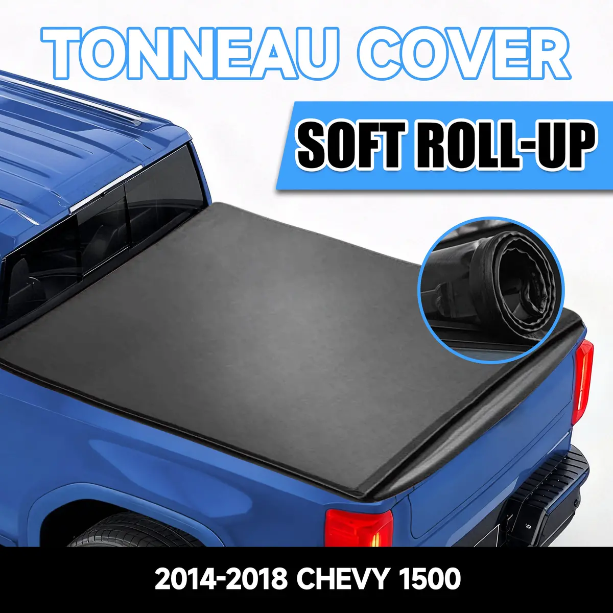Seguler 5.8Ft Soft Roll Up Tonneau Cover Bed For 2014-2018 Chevy Silverado Sierra 2