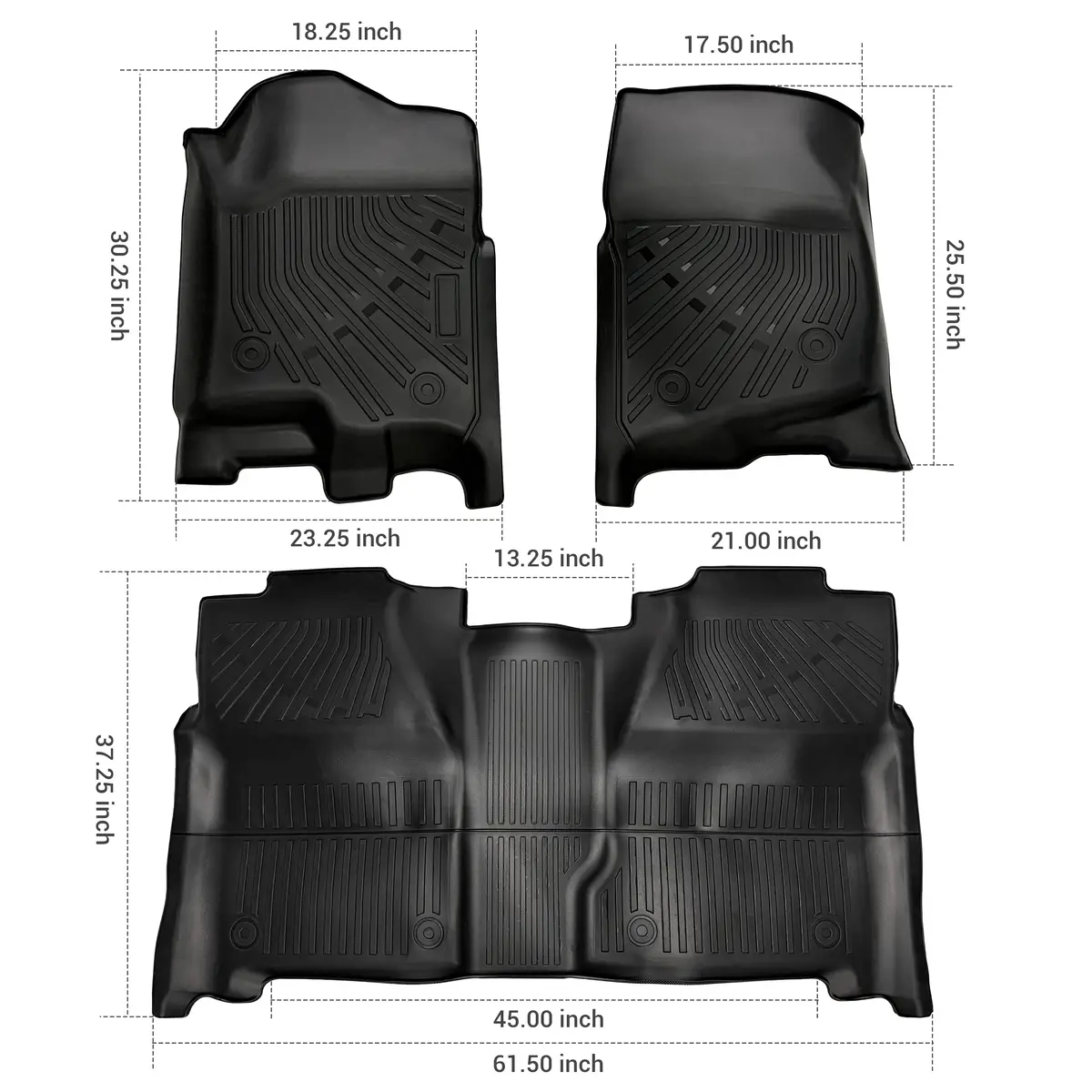 Seguler All-Weather Tpe Floor Mats For Silverado Sierra 2007-2013 1500 & 2007-2014 2500Hd 3500Hd Crew Cab 2