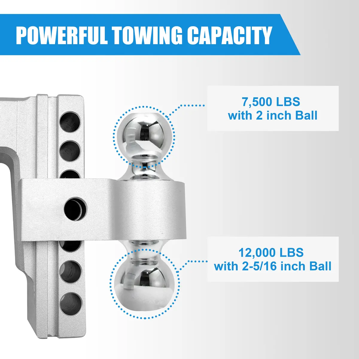 Seguler 2" Adjustable Trailer Hitch 6" Drop/Rise 12,000 Lbs Gtw With Double Anti-Theft Locking Pins 2