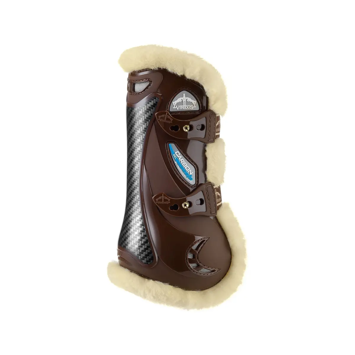 Veredus Carbon Gel Vento Tendon Boot - Horse Front Leg - Techno Sheepskin - Brown 1