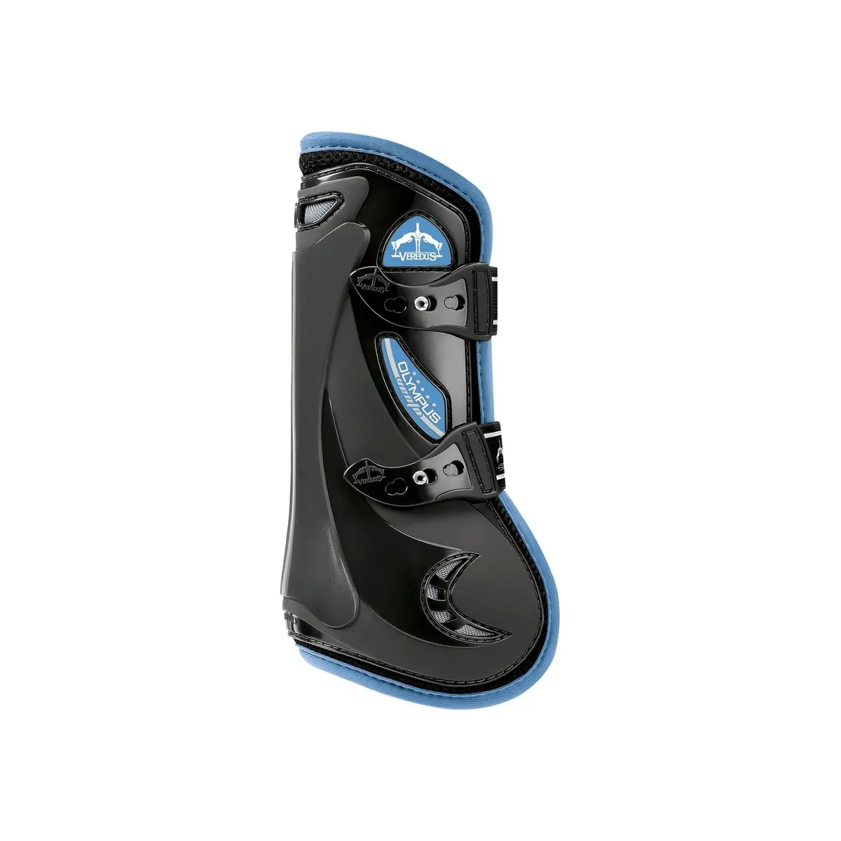 Veredus Olympus Vento Tendon Boot - Horse Front Leg - Black With Light Blue Edging 1