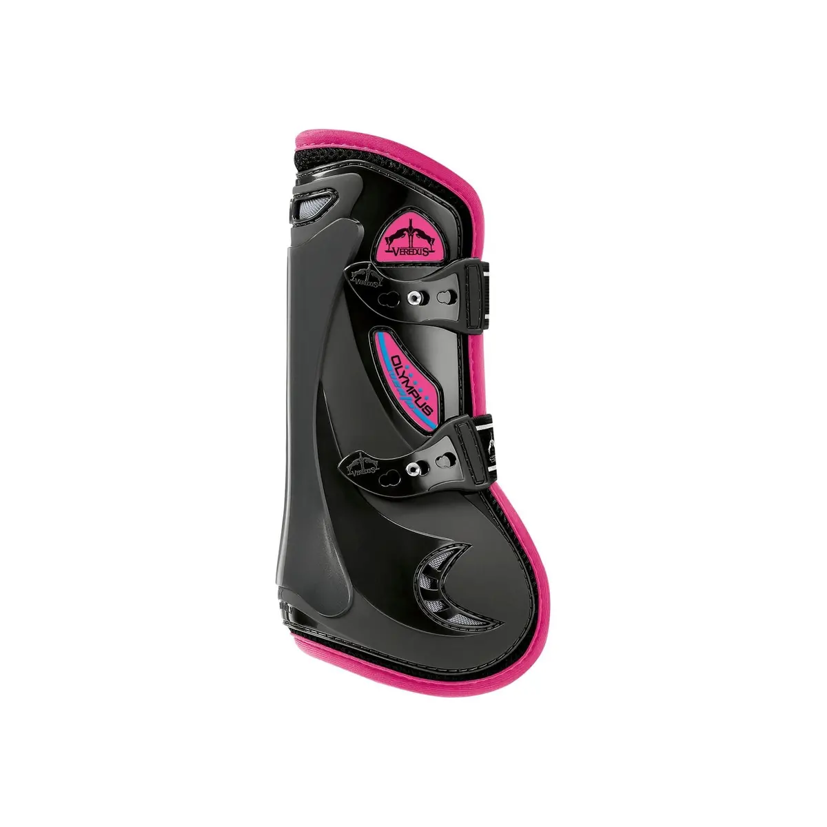 Veredus Olympus Vento Tendon Boot - Horse Front Leg - Black With Pink Edging 1